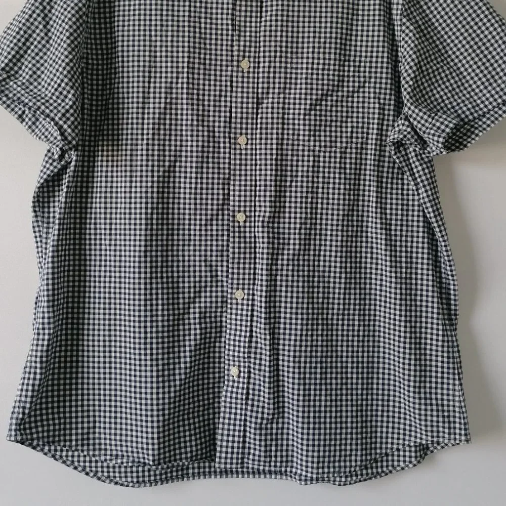 Banana Republic Mens Blue White Short Sleeve Checks Button Up Shirt Size XL